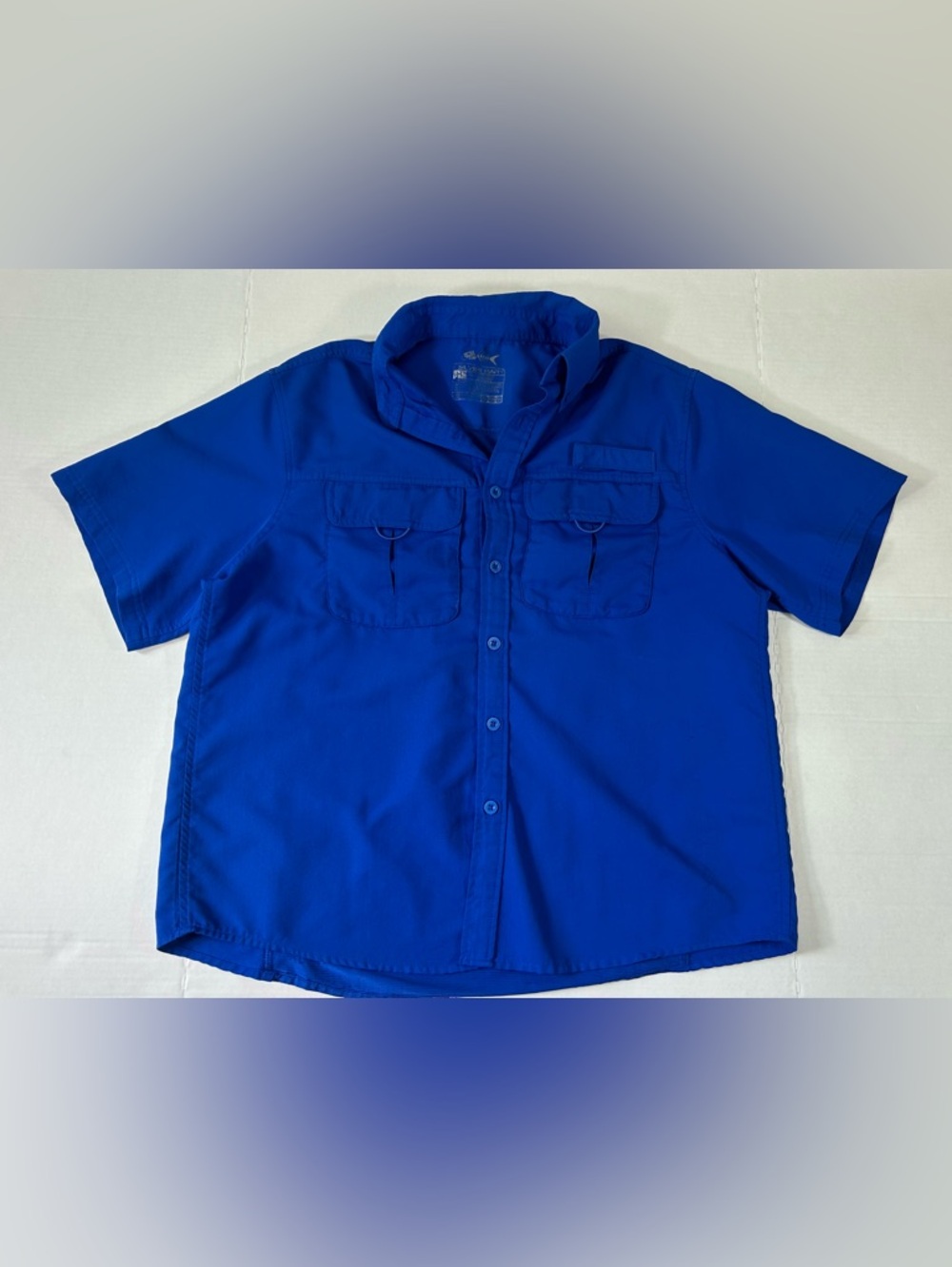 Men's Casual Short Sleeve Button-Down Vented Fishing Shirt - Royal Blue
